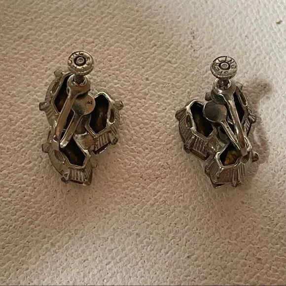 Sterling rhinestone vintage clip earrings